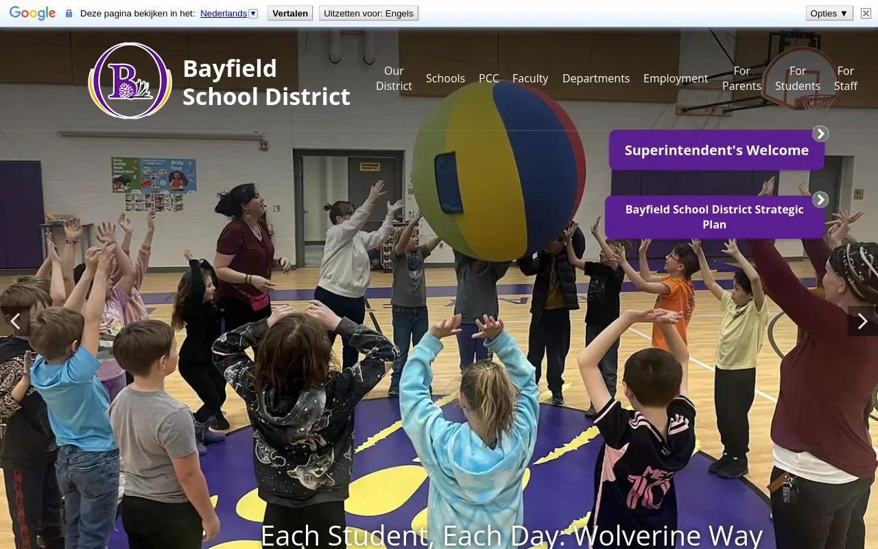 Screenshot of the Bayfield 10 Jt-R homepage at scan time