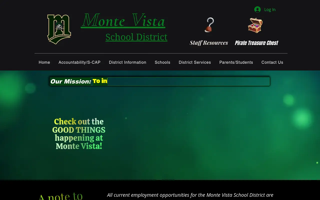 Screenshot of the Monte Vista C-8 homepage at scan time