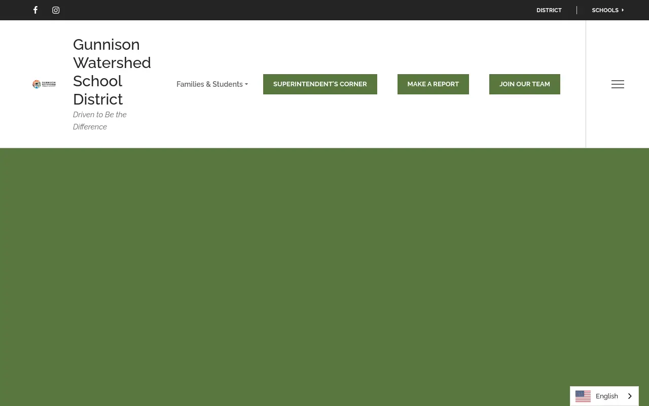 Screenshot of the Gunnison Watershed RE1J homepage at scan time