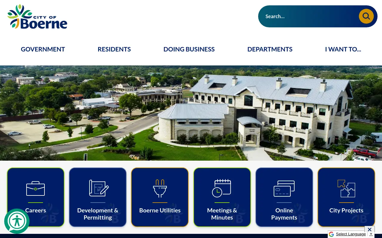 Screenshot of the City of Boerne homepage at scan time