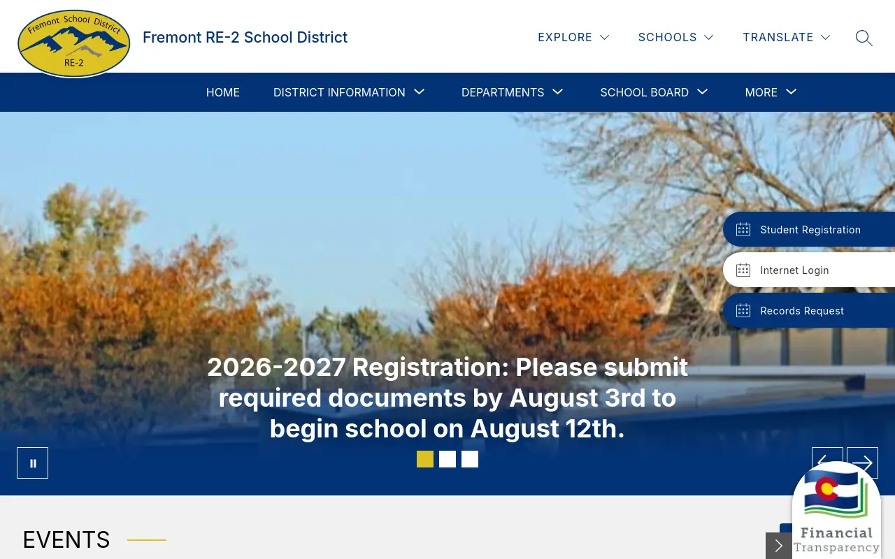 Screenshot of the Fremont RE-2 homepage at scan time