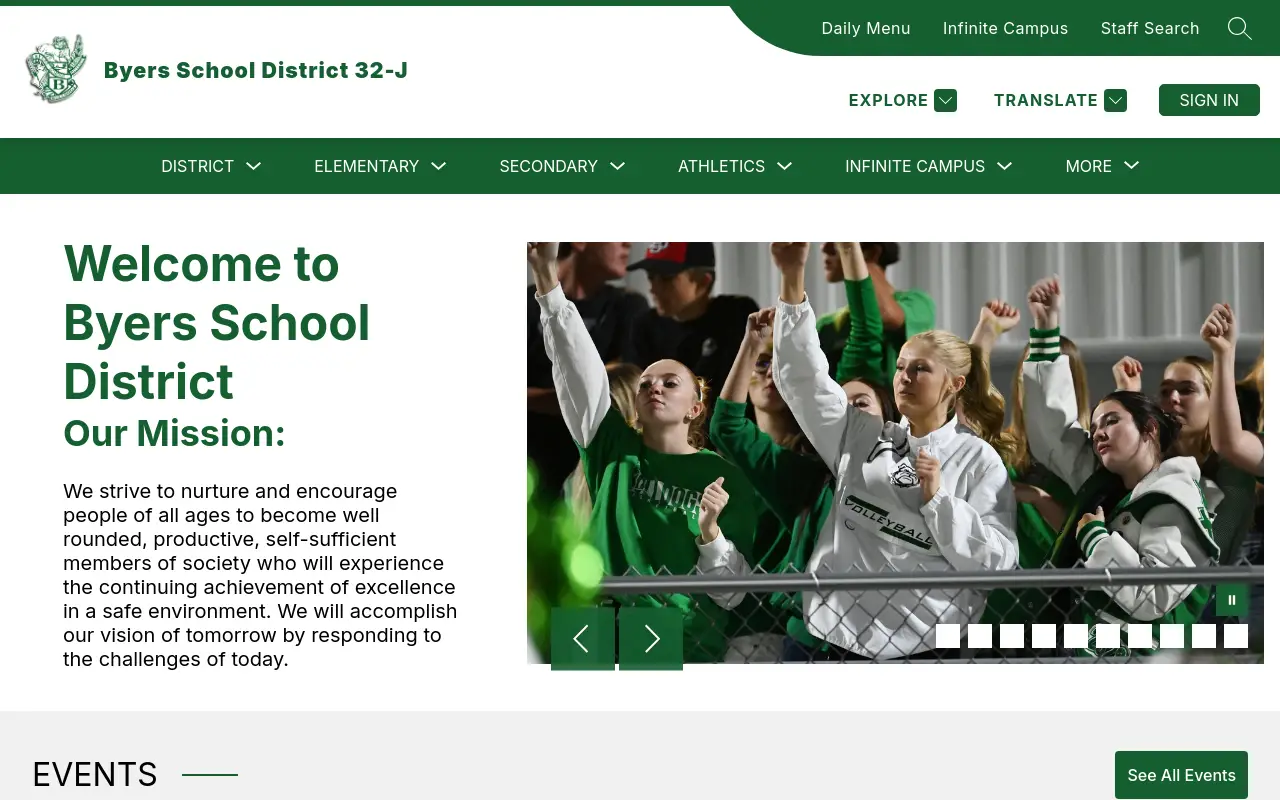 Screenshot of the Byers 32J homepage at scan time