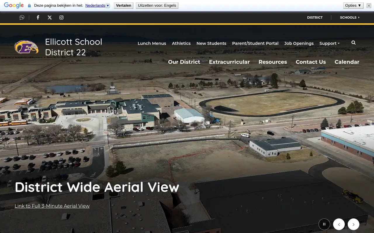 Screenshot of the Ellicott 22 homepage at scan time
