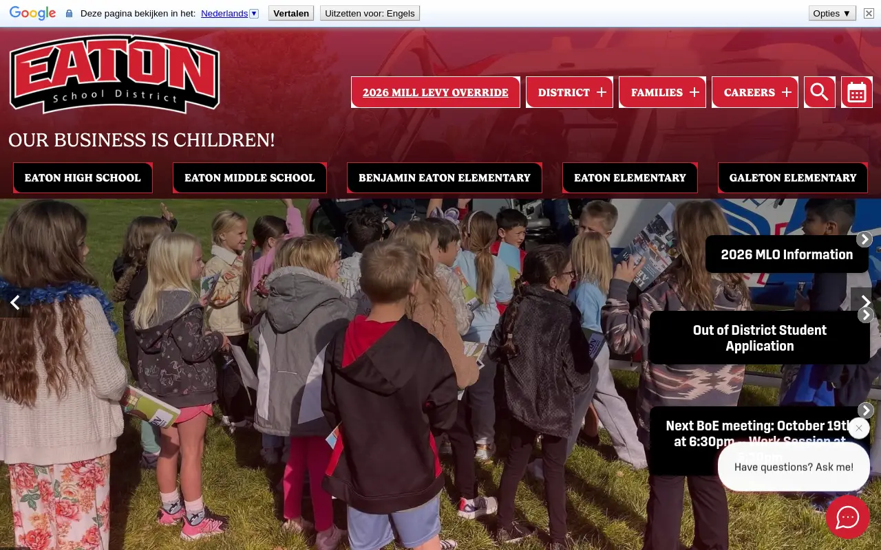 Screenshot of the Eaton RE-2 homepage at scan time