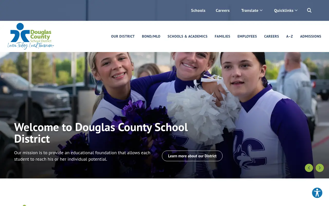 Screenshot of the Douglas County Re 1 homepage at scan time