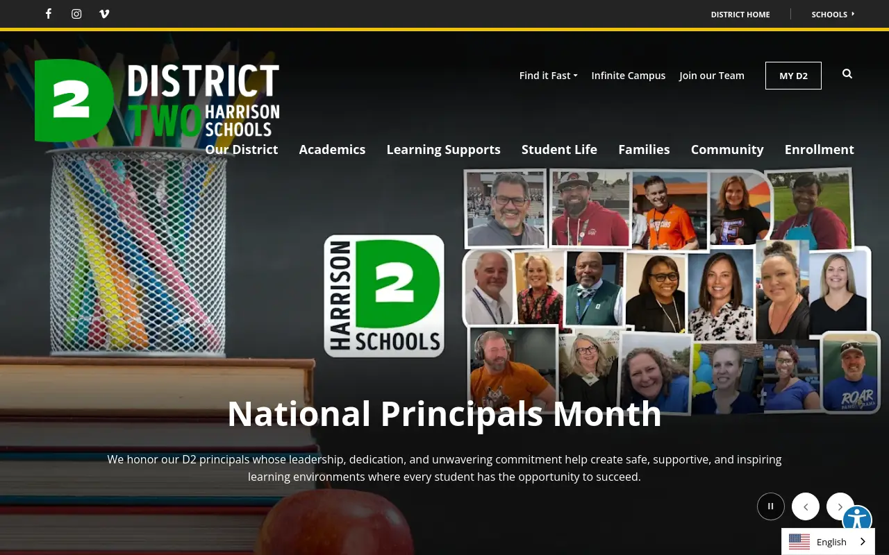 Screenshot of the Harrison 2 homepage at scan time