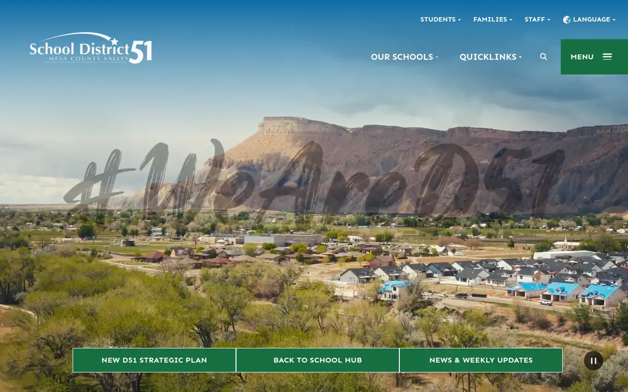 Screenshot of the Mesa County Valley 51 homepage at scan time