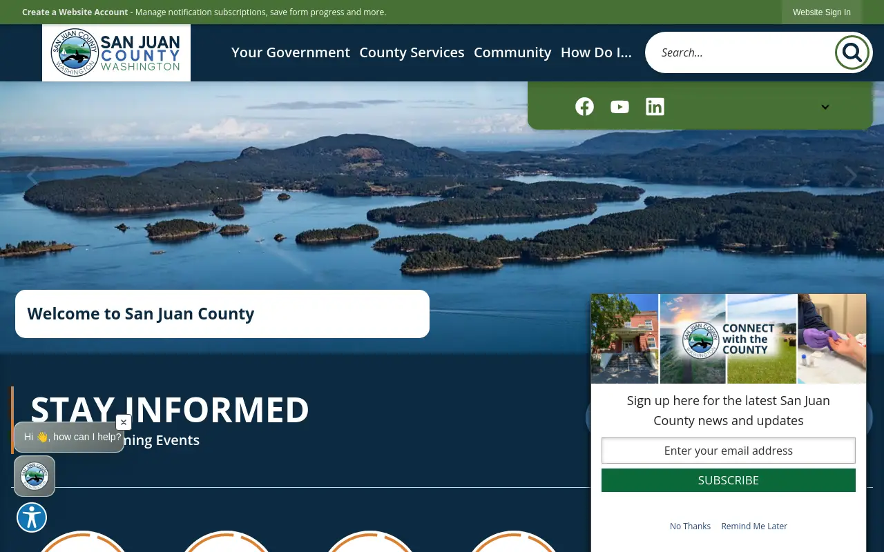 Screenshot of the San Juan County homepage at scan time
