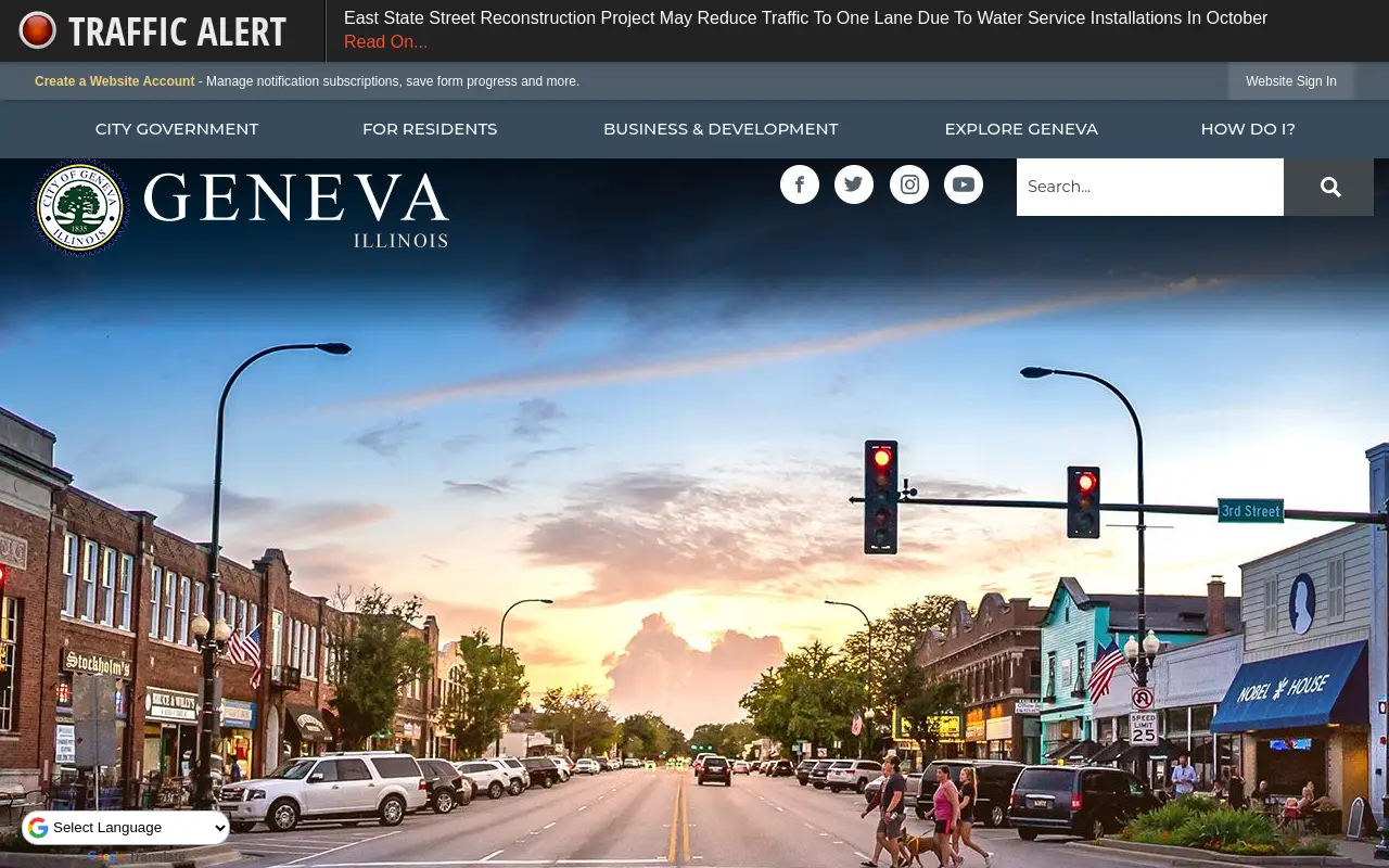 Screenshot of the City of Geneva homepage at scan time