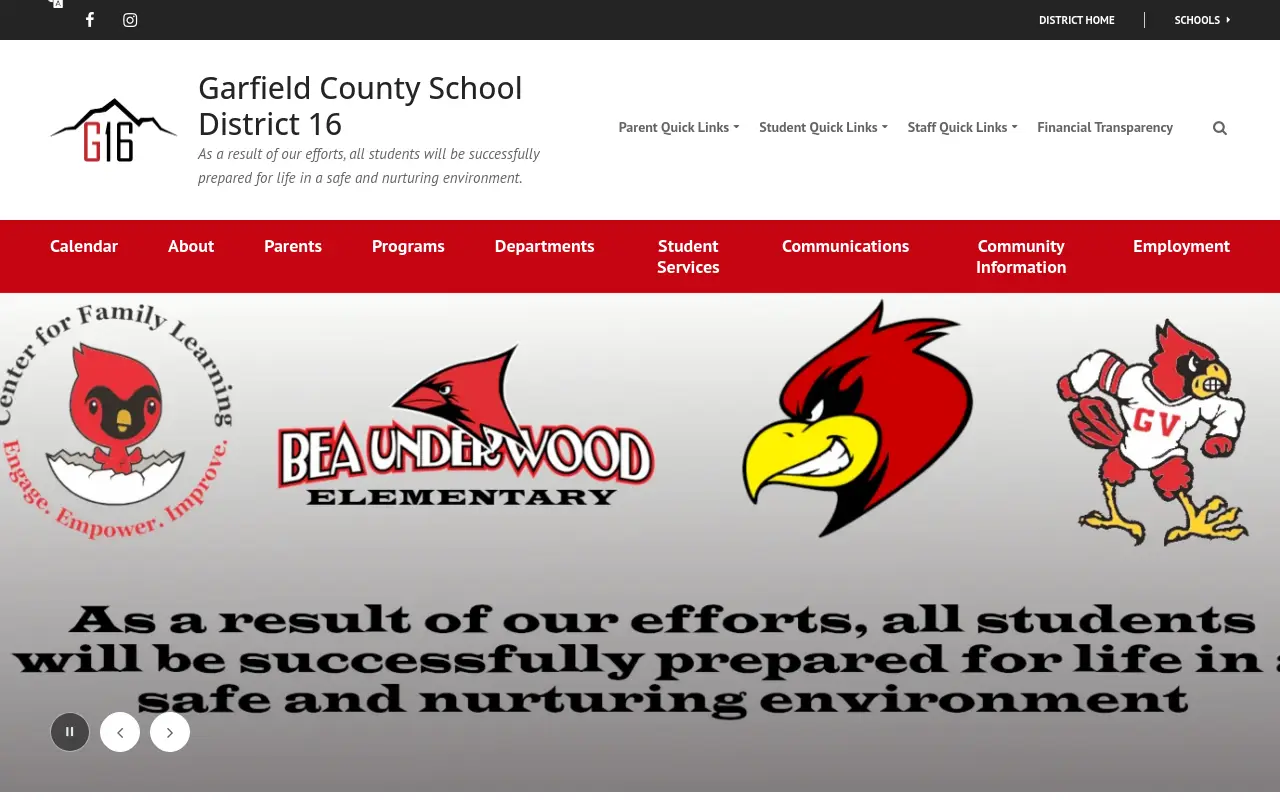 Screenshot of the Garfield 16 homepage at scan time
