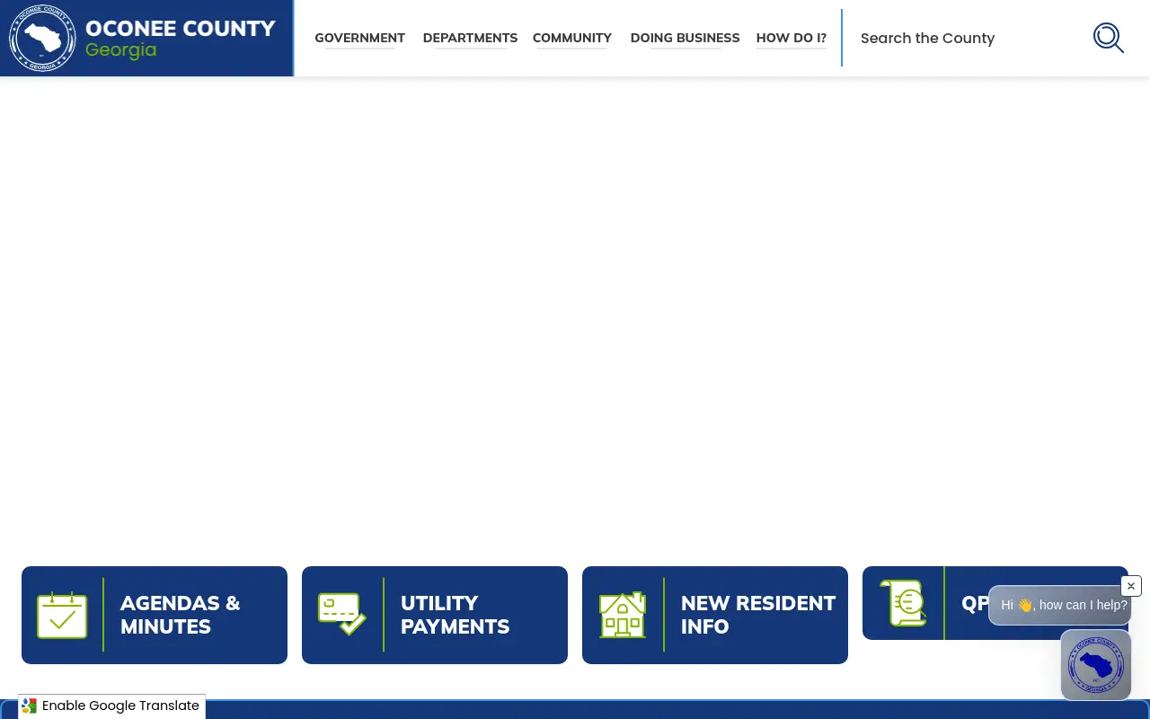Screenshot of the Oconee County homepage at scan time
