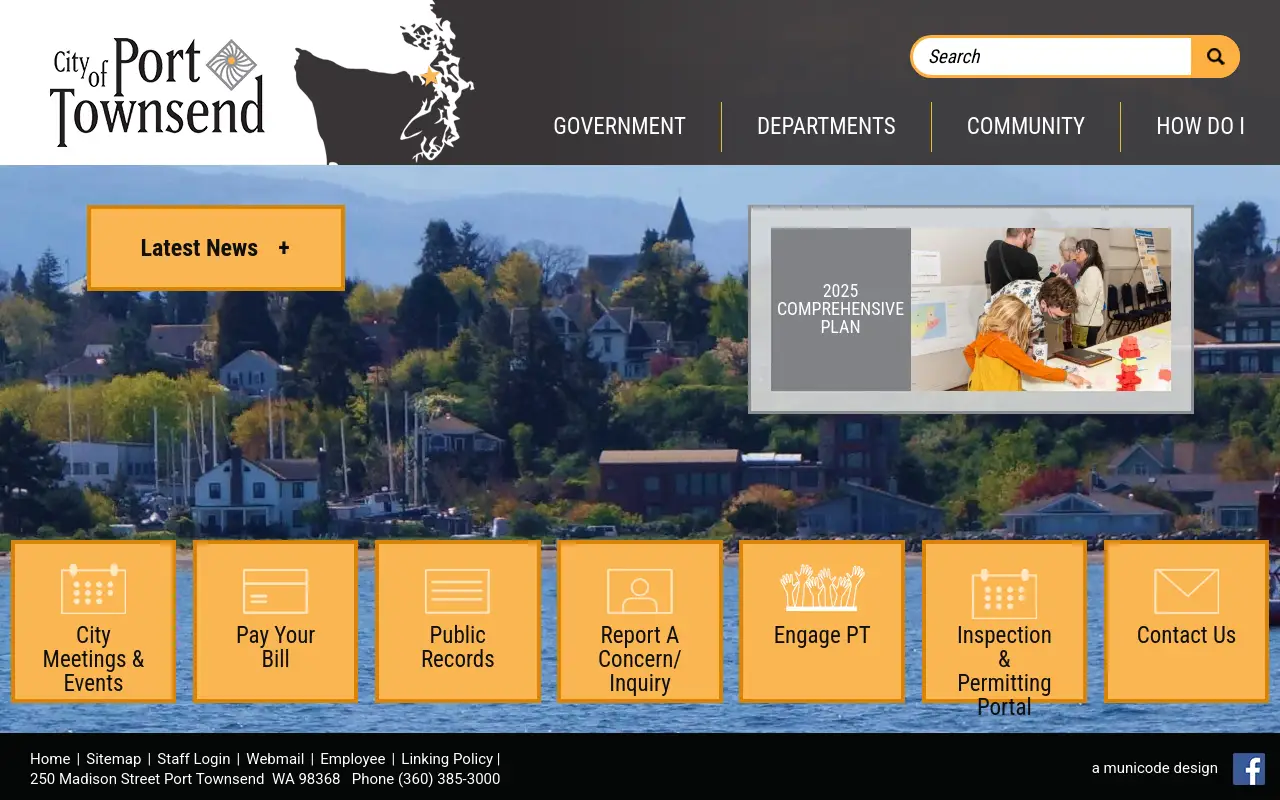 Screenshot of the City of Port Townsend homepage at scan time