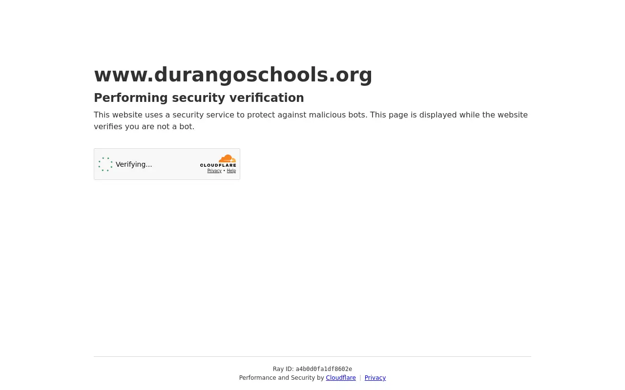 Screenshot of the Durango School District 9-R homepage at scan time