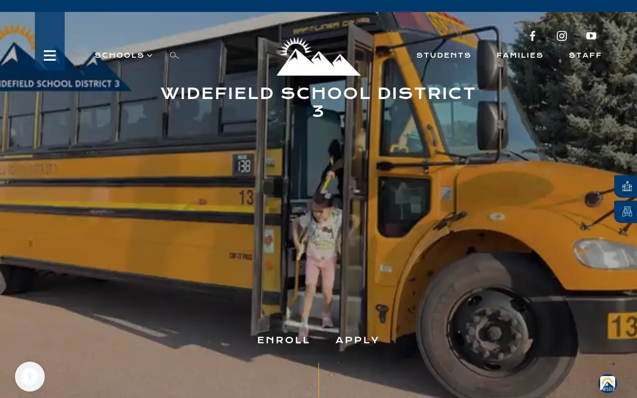 Screenshot of the Widefield 3 homepage at scan time