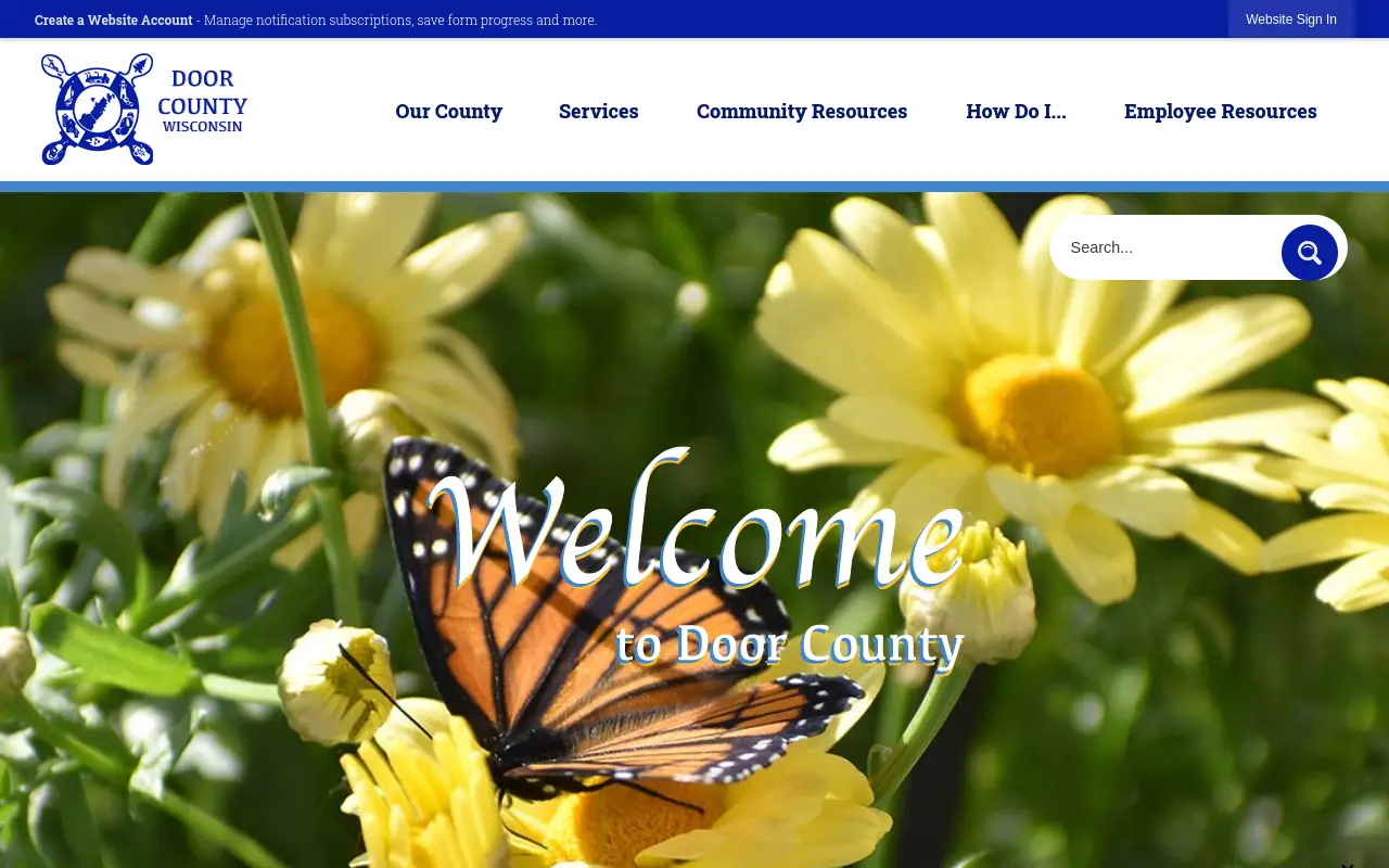 Screenshot of the Door County homepage at scan time