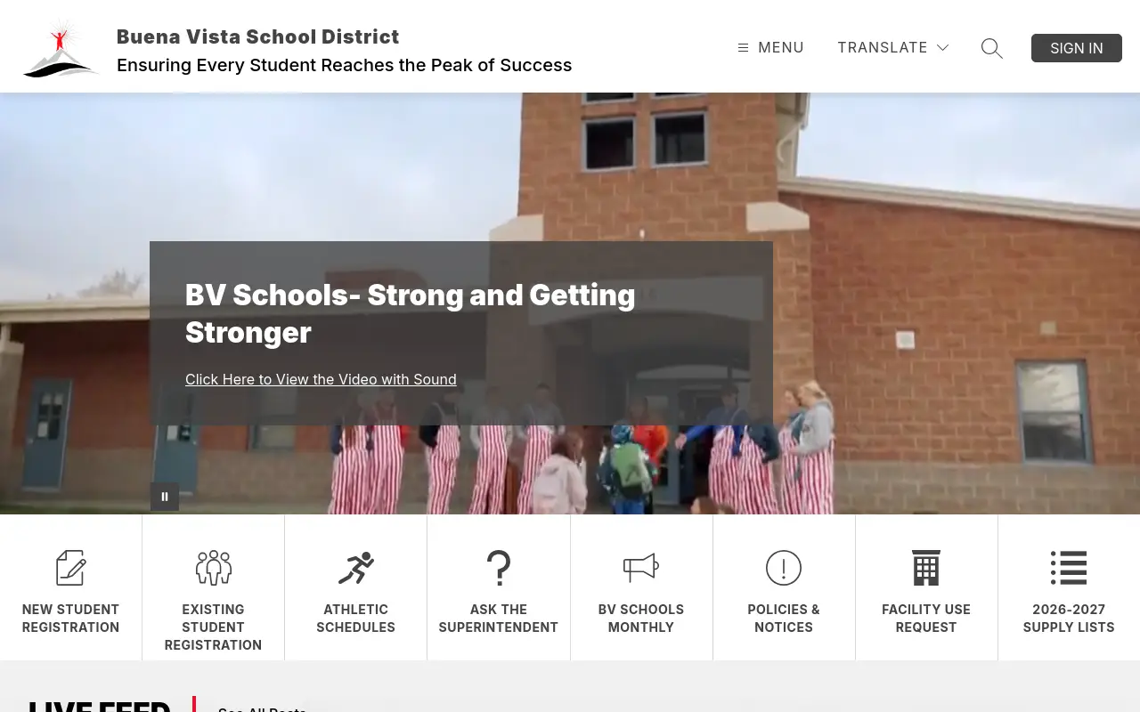 Screenshot of the Buena Vista R-31 homepage at scan time