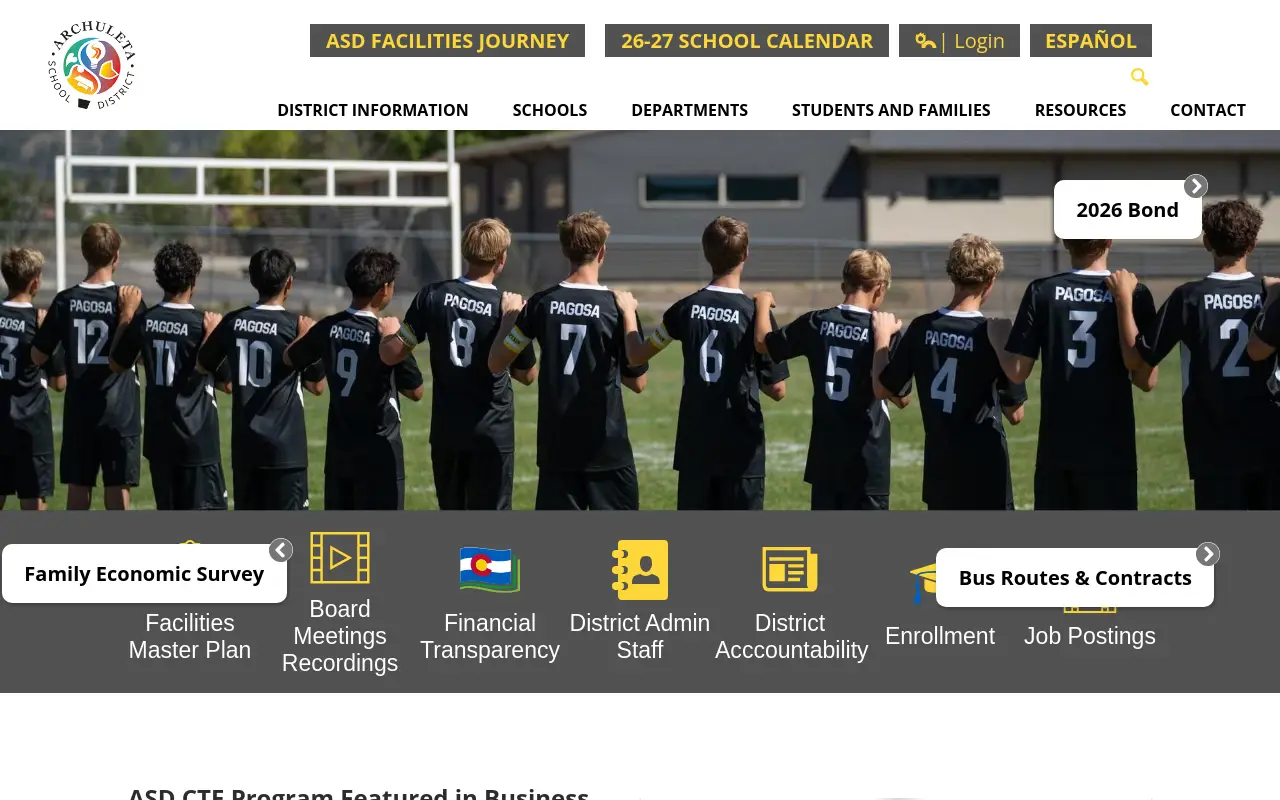 Screenshot of the Archuleta County 50 Jt homepage at scan time