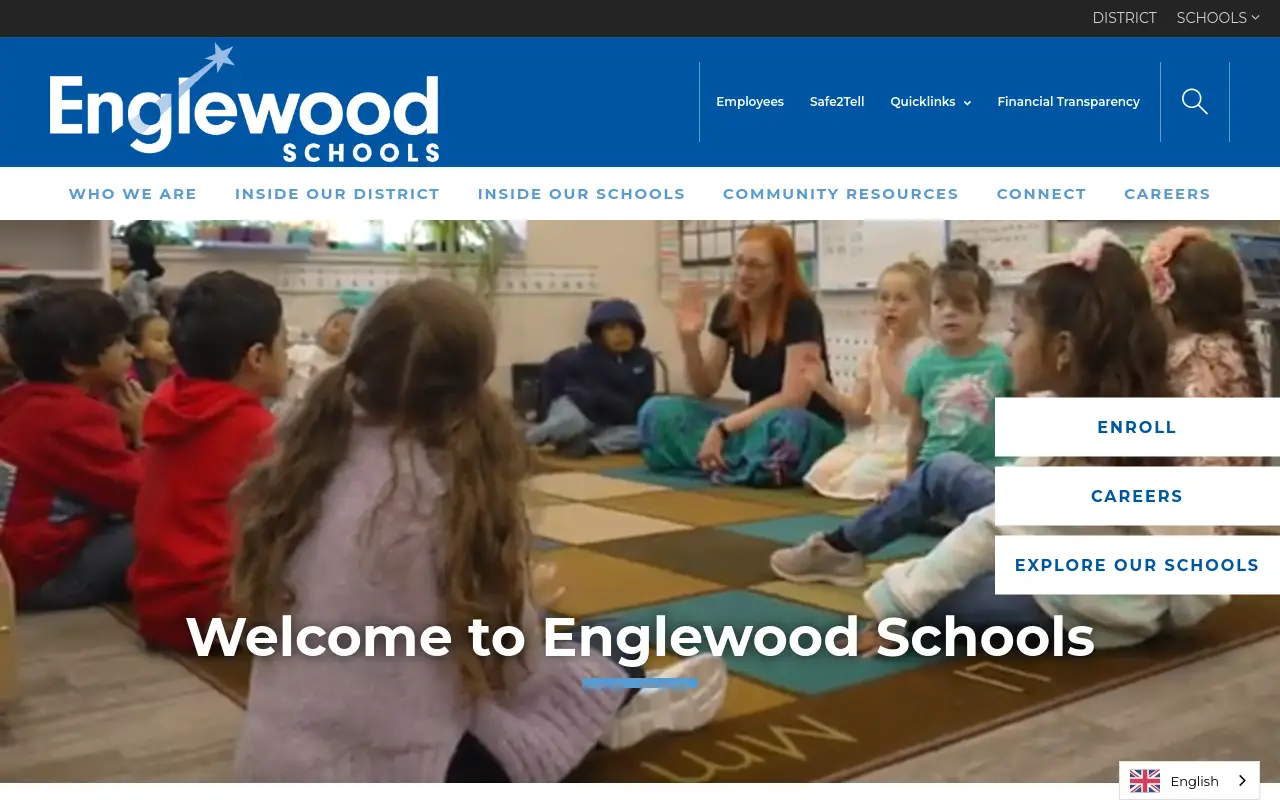 Screenshot of the Englewood 1 homepage at scan time