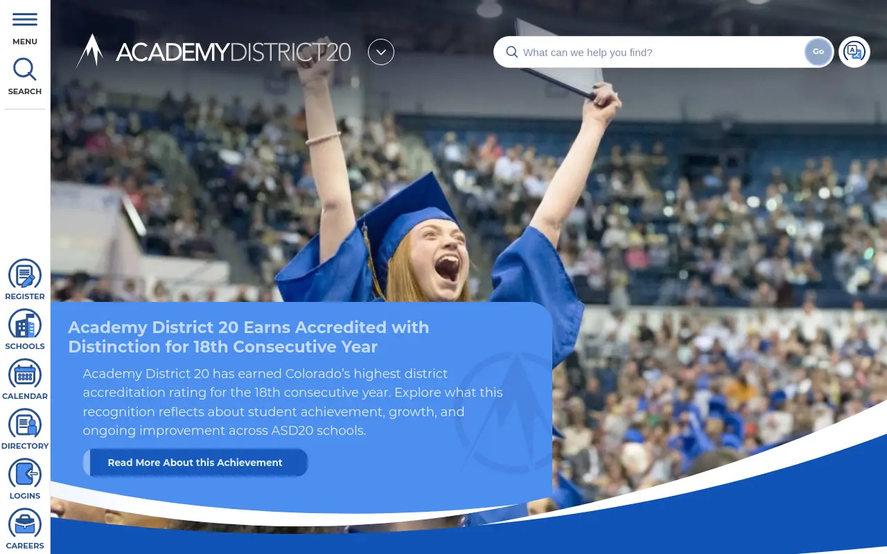 Screenshot of the Academy 20 homepage at scan time