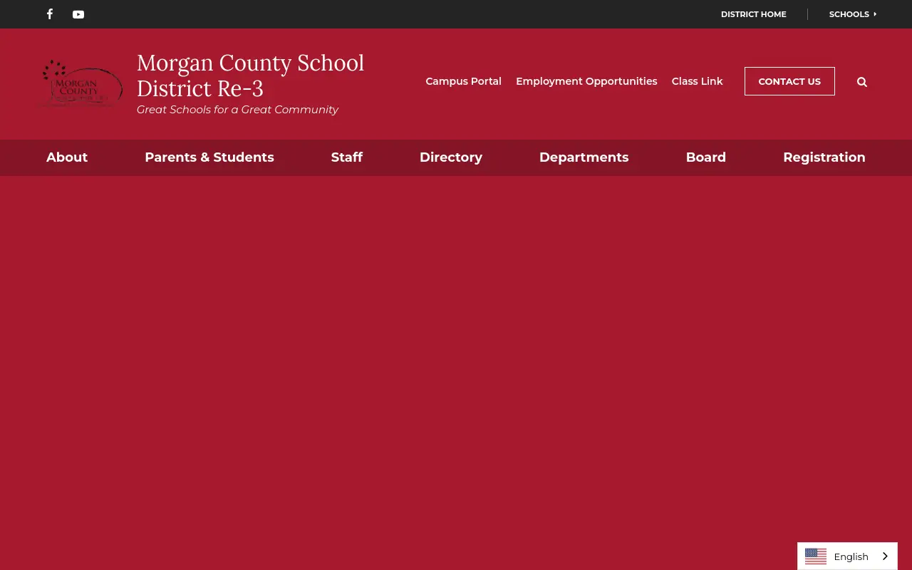 Screenshot of the Fort Morgan Re-3 homepage at scan time